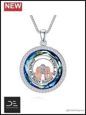 925 Sterling Silver 3 Sisters Necklace with Crystal, Friendship Gift